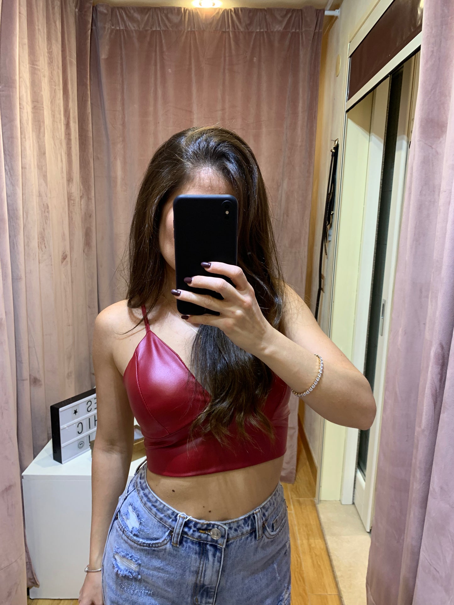 Top in ecopelle bordeaux